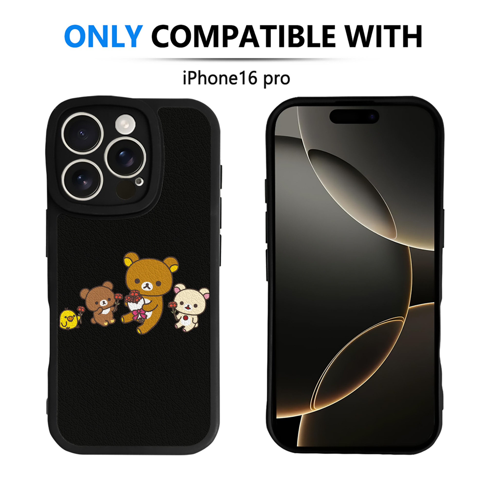 （画像用） リラックマ リラックマ キイロイトリ Rilakkuma Korilakkuma Kiiroitori 【iPhone 16シリーズ対応】シリコンスマホケース（レザー調） 材質：シリコン